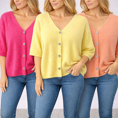 Pullunder Strick Strickjacke mit Knopfleiste