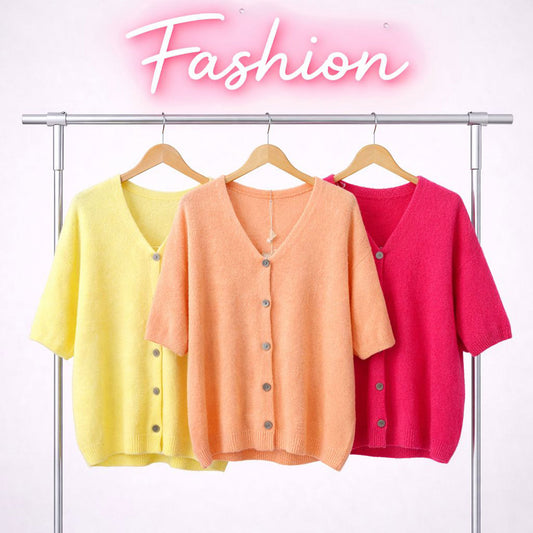 Pullunder Strick Strickjacke mit Knopfleiste