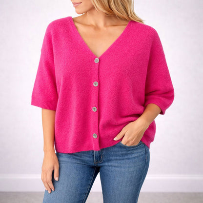 Pullunder Strick Strickjacke mit Knopfleiste