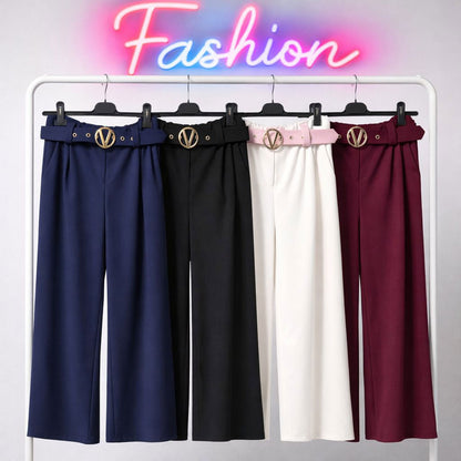 Stoffhose Hose Stoff mit Gürtel bis Größe 46