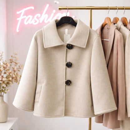 Jacke Stoff Übergangsjacke Beige Tragbar bis Größe 42 /44