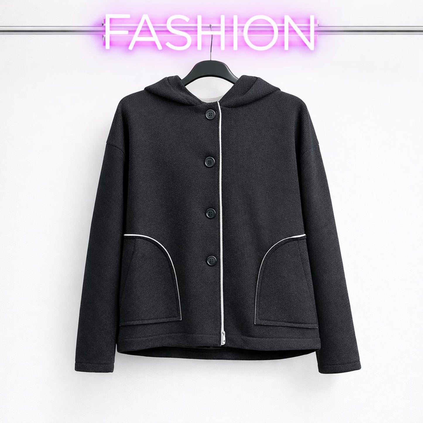 Jacke Stoff Übergangsjacke Schwarz Tragbar bis Größe 42 /44