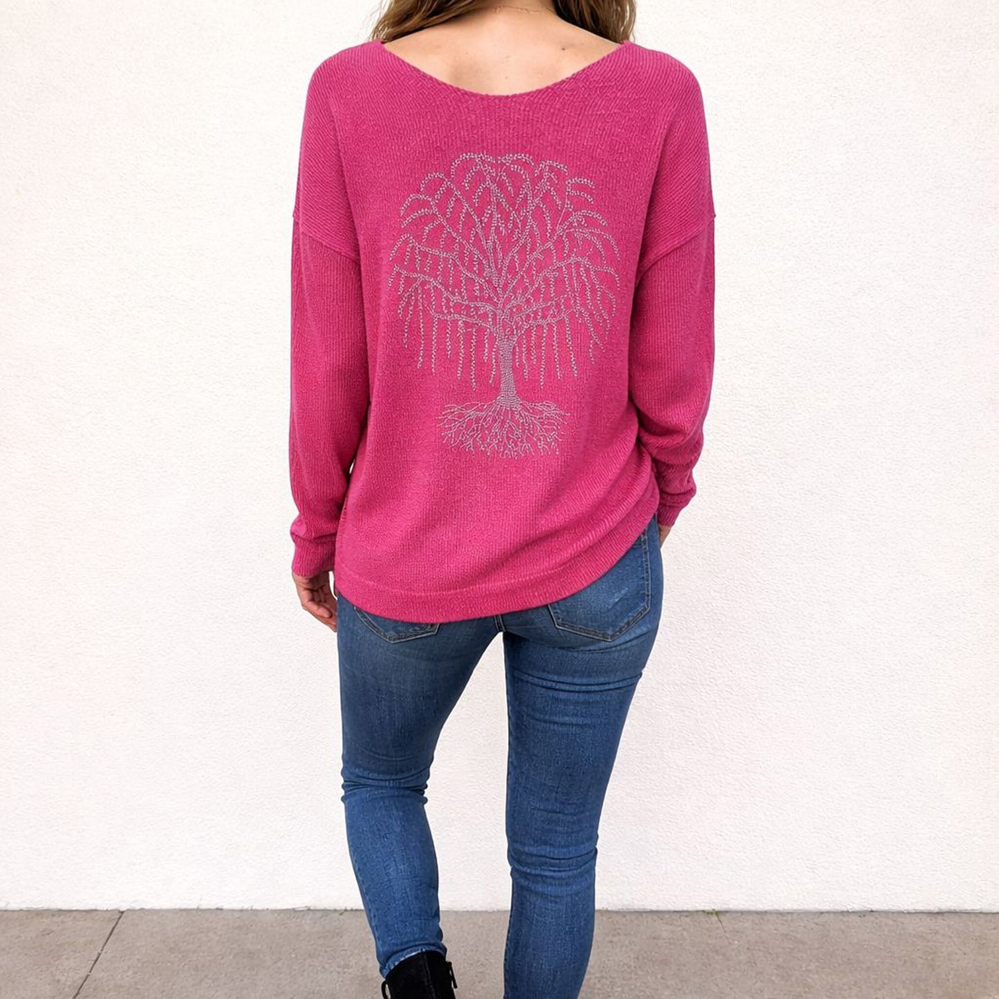 Longhsirt Shirt Glitzer Lebensbaum Tragbar bis Gr. 48