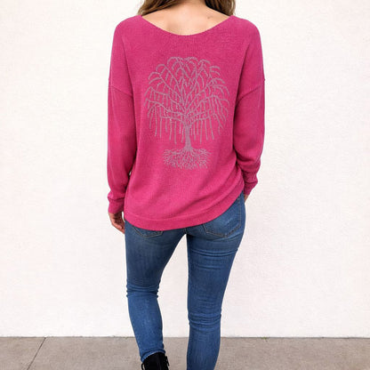 Longhsirt Shirt Glitzer Lebensbaum Tragbar bis Gr. 48