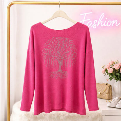 Longhsirt Shirt Glitzer Lebensbaum Tragbar bis Gr. 48