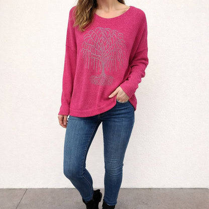 Longhsirt Shirt Glitzer Lebensbaum Tragbar bis Gr. 48