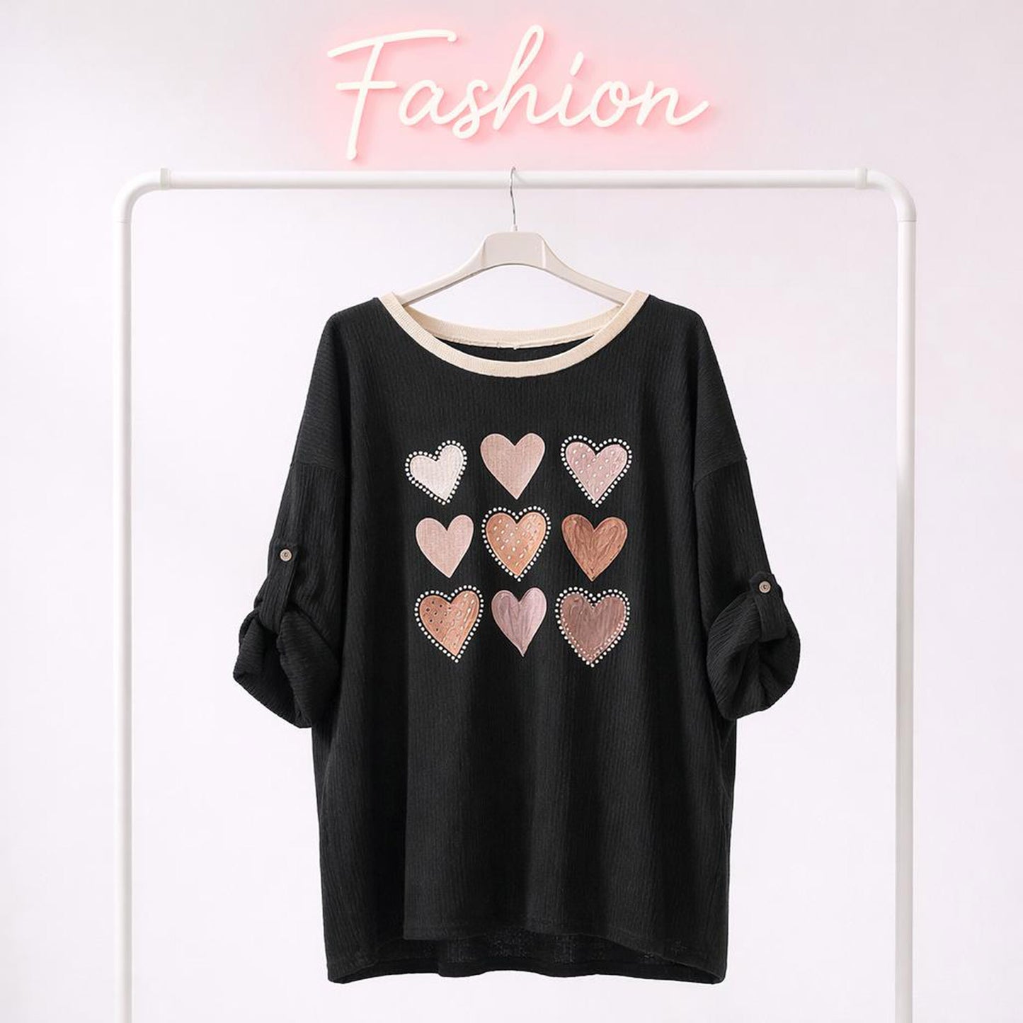 Muselin Herz Bluse Longshirt Tragbar von 40 - 46