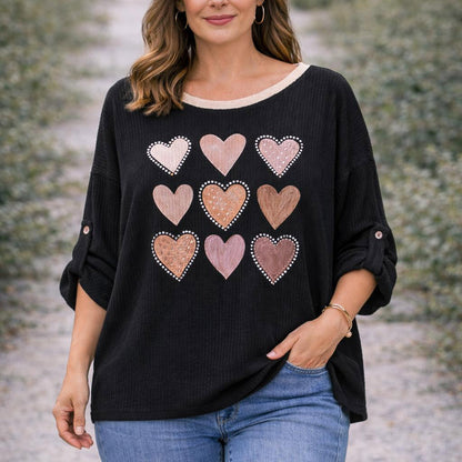 Muselin Herz Bluse Longshirt Tragbar von 40 - 46