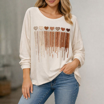 Longhsirt Shirt Herz Verlauf Glitzer Tragbar von Größe 38 -46