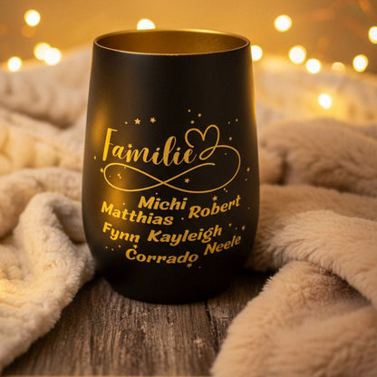 Windlicht Trinkglas - Familie personalisiert