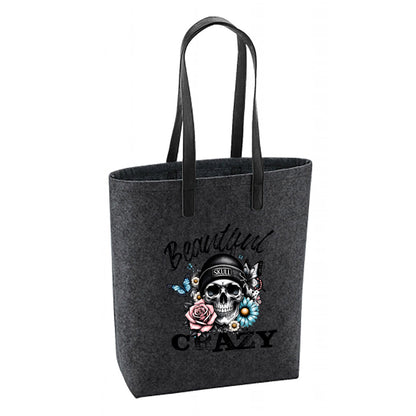 Filz Tasche - Beautiful Crazy Skull