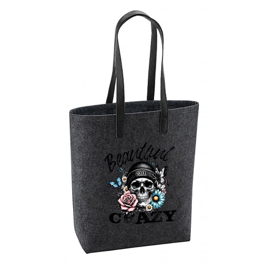 Filz Tasche - Beautiful Crazy Skull