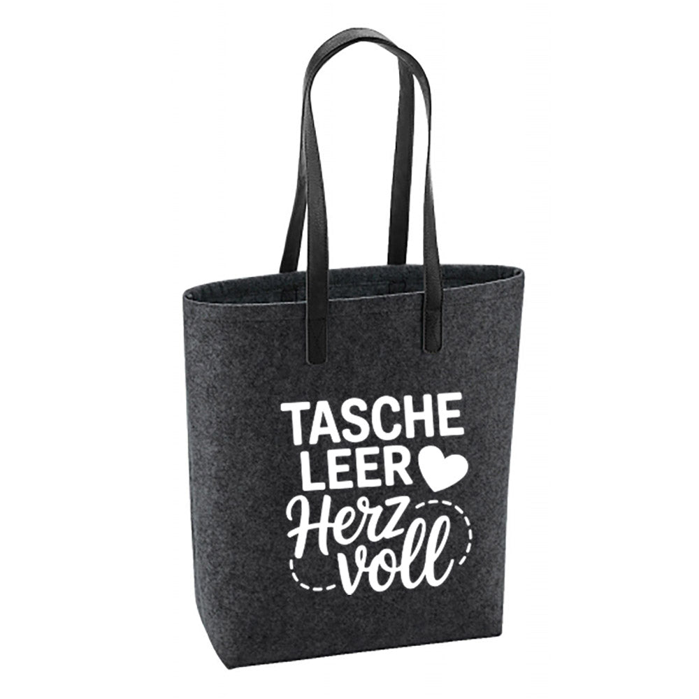 Filz Tasche - Tasche leer Herz voll