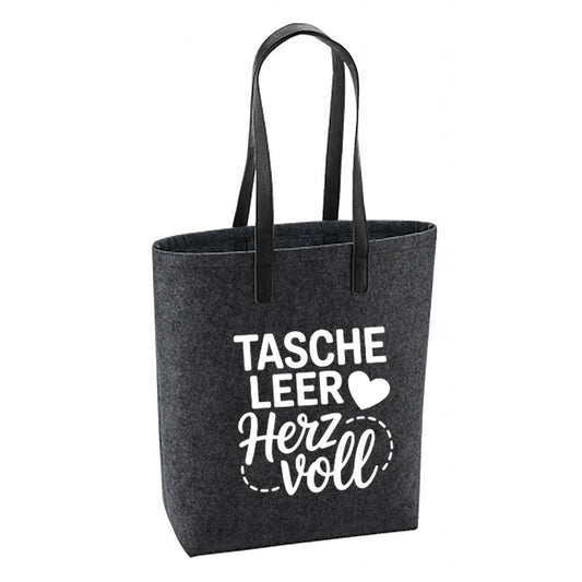 Filz Tasche - Tasche leer Herz voll