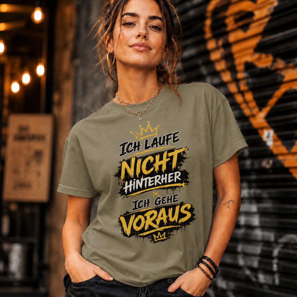 Statement T-Shirt Statement Shirt „Ich laufe nicht hinterher - ich gehe voraus" Unisex