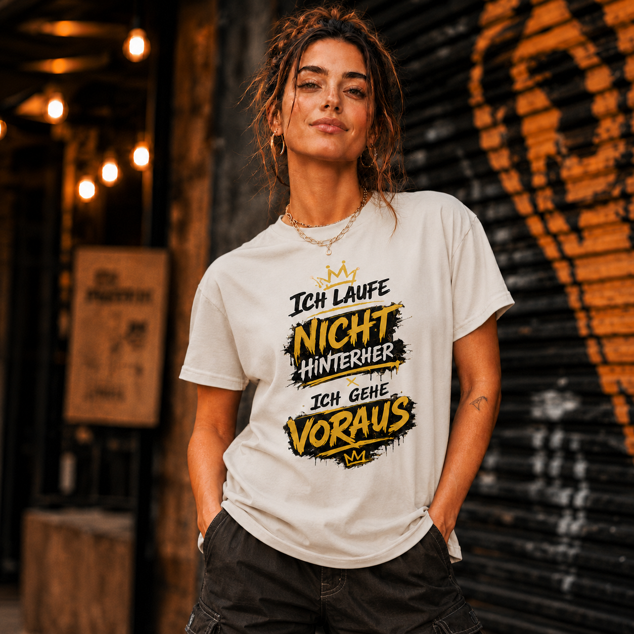 Statement T-Shirt Statement Shirt „Ich laufe nicht hinterher - ich gehe voraus" Unisex