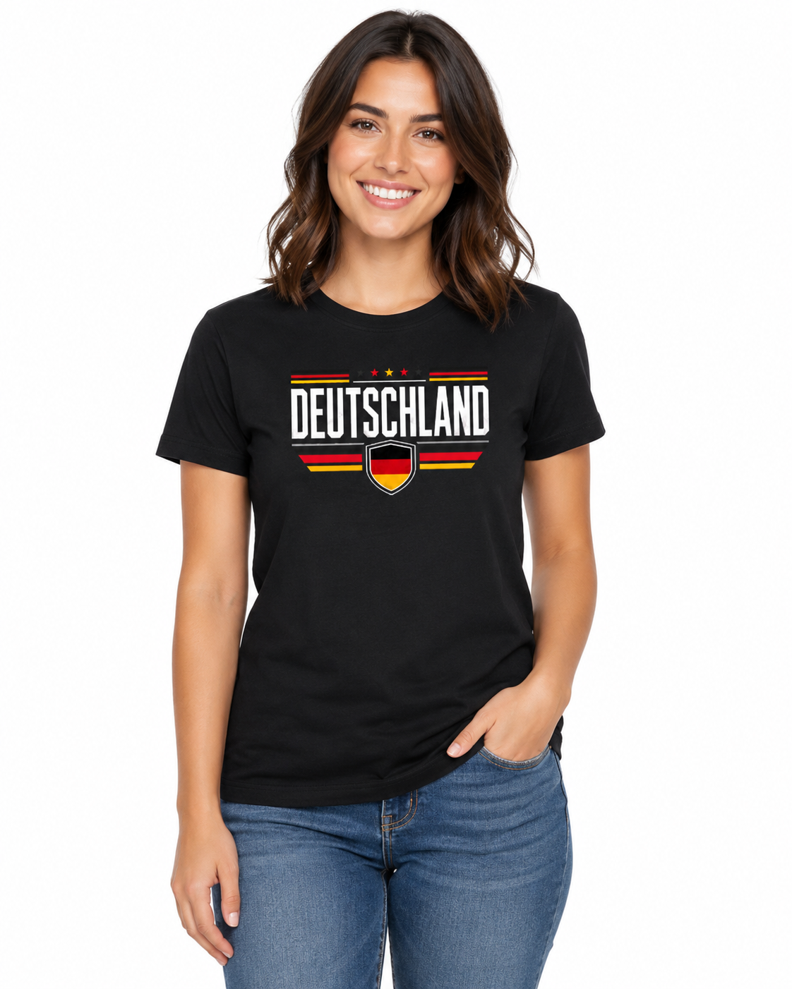 Deutschland T-Shirt Unisex – Fan-Shirt mit Frontprint und Deutschlandfarben
