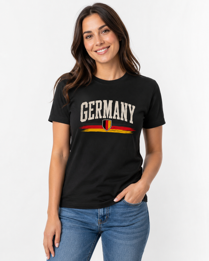 Germany T-Shirt Unisex – Fan-Shirt mit Vintage Frontprint in Deutschlandfarben