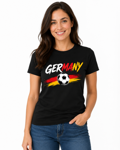 Germany T-Shirt Unisex – Fußball Fan-Shirt mit Frontprint in Schwarz-Rot-Gold
