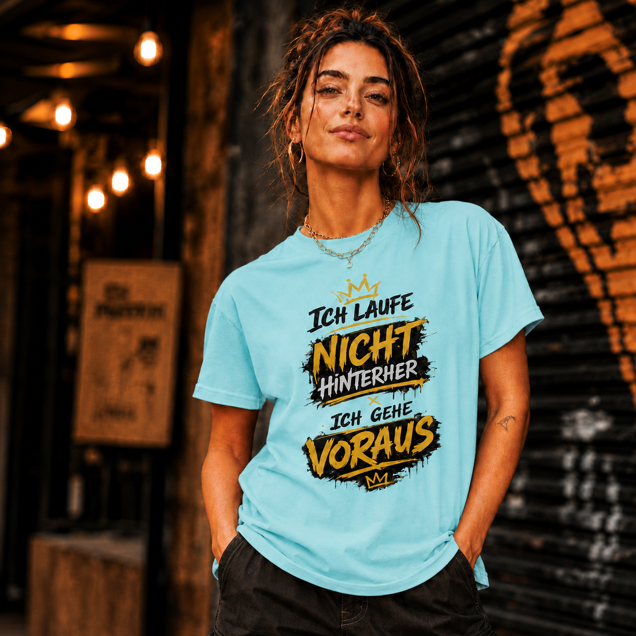 Statement T-Shirt Statement Shirt „Ich laufe nicht hinterher - ich gehe voraus" Unisex