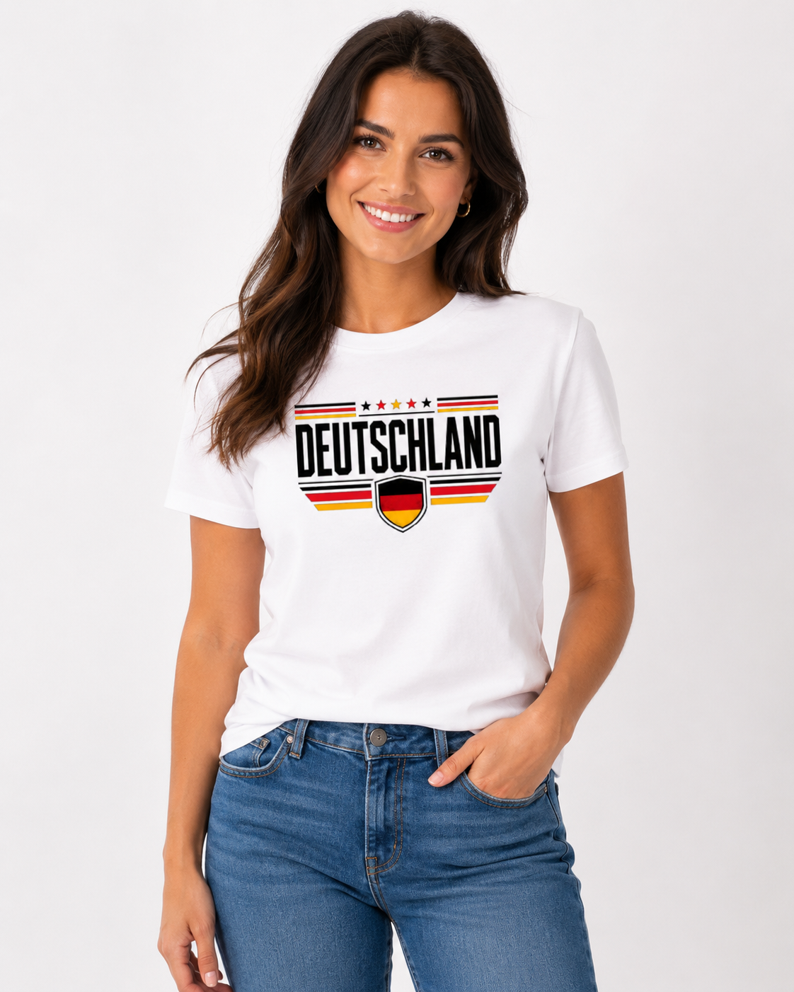 Deutschland T-Shirt Unisex – Fan-Shirt mit Frontprint und Deutschlandfarben