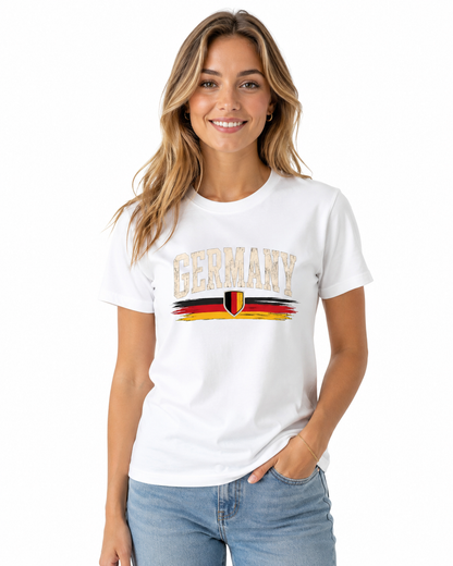 Germany T-Shirt Unisex – Fan-Shirt mit Vintage Frontprint in Deutschlandfarben