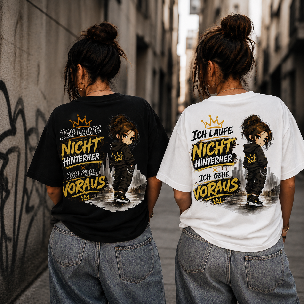 Statement T-Shirt Statement Shirt „Ich gehe voraus“ | Frontprint & Backprint | Unisex