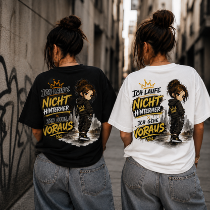 Statement T-Shirt Statement Shirt „Ich gehe voraus“ | Frontprint & Backprint | Unisex
