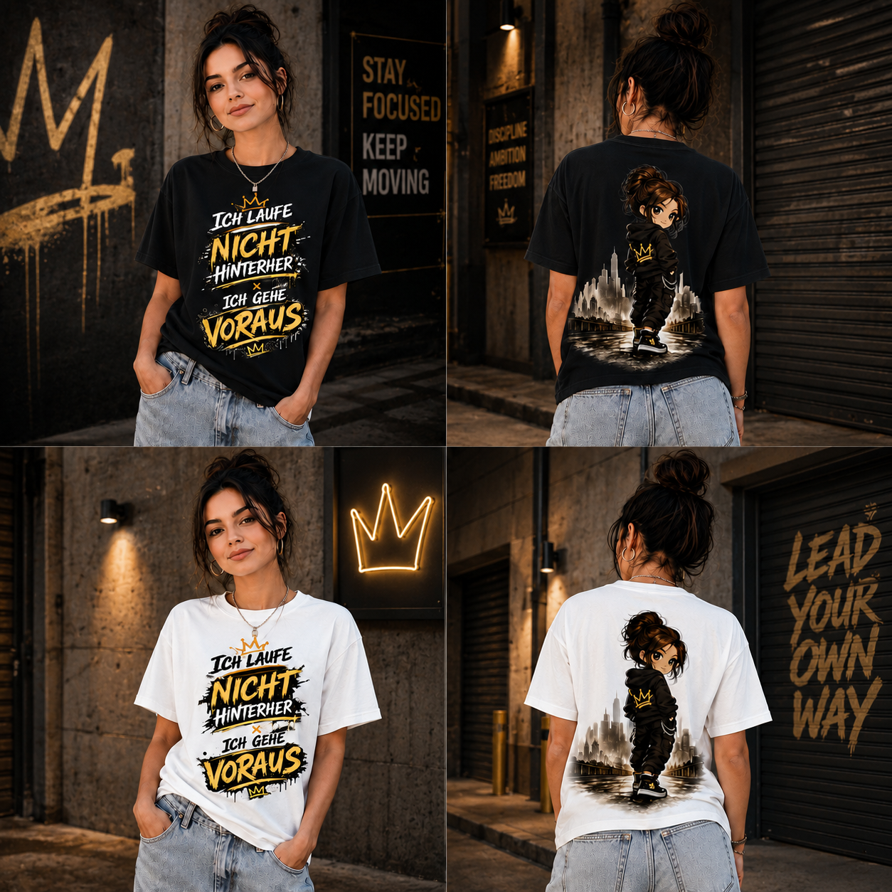 Statement T-Shirt Statement Shirt „Ich gehe voraus“ | Frontprint & Backprint | Unisex