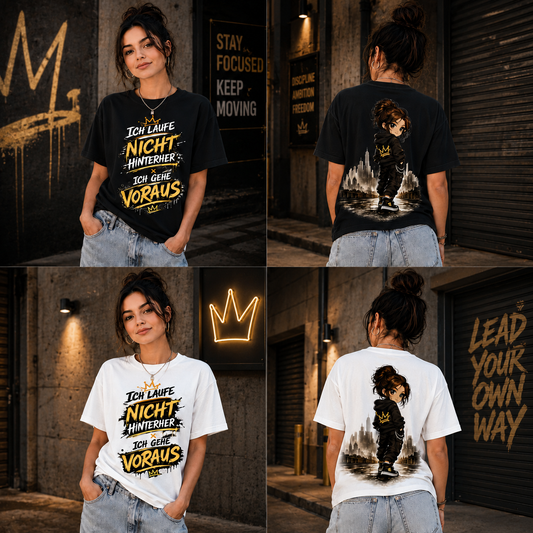 Statement T-Shirt Statement Shirt „Ich gehe voraus“ | Frontprint & Backprint | Unisex