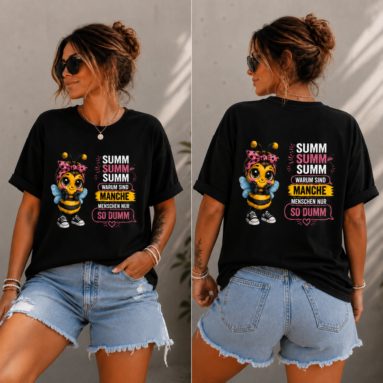 Statement Biene Dumm T-Shirt Shirt Frontprint & Backprint | Unisex