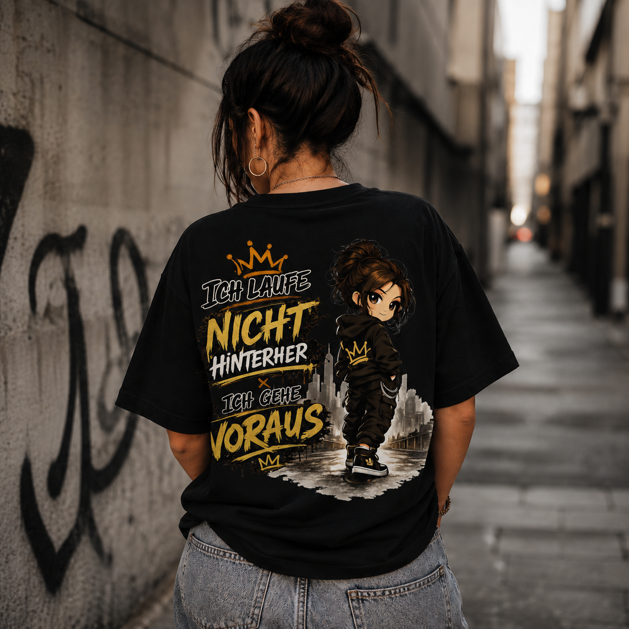 Statement T-Shirt Statement Shirt „Ich gehe voraus“ | Frontprint & Backprint | Unisex
