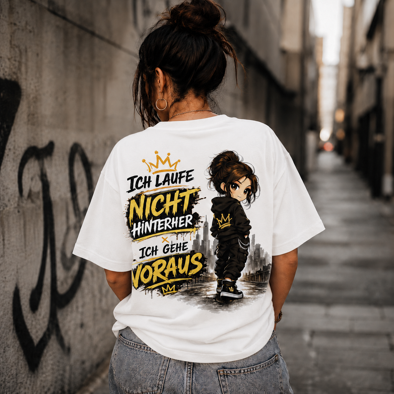 Statement T-Shirt Statement Shirt „Ich gehe voraus“ | Frontprint & Backprint | Unisex
