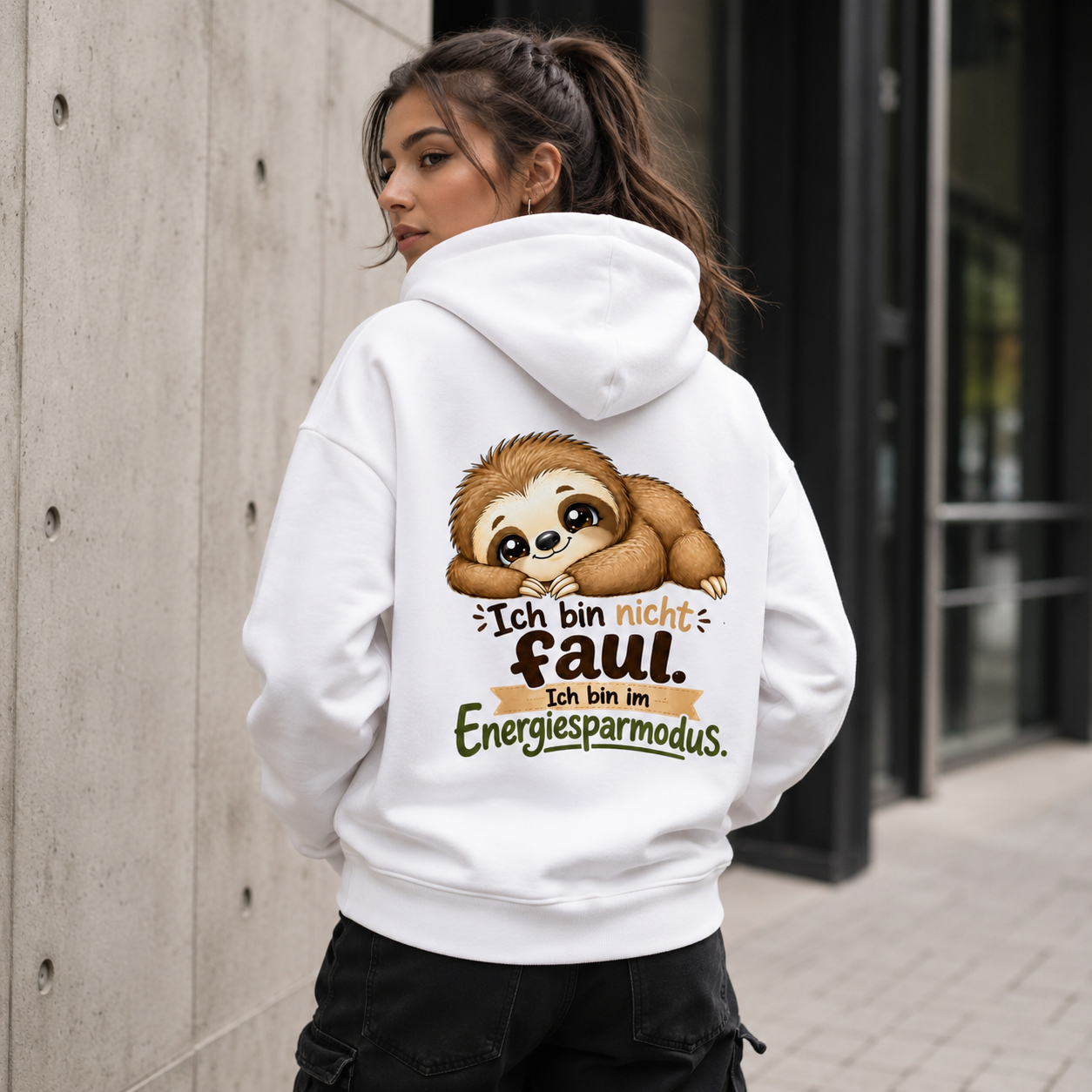 Statement Hoodie Faultier "Ich bin nicht faul... " Hoodie Backprint | Unisex