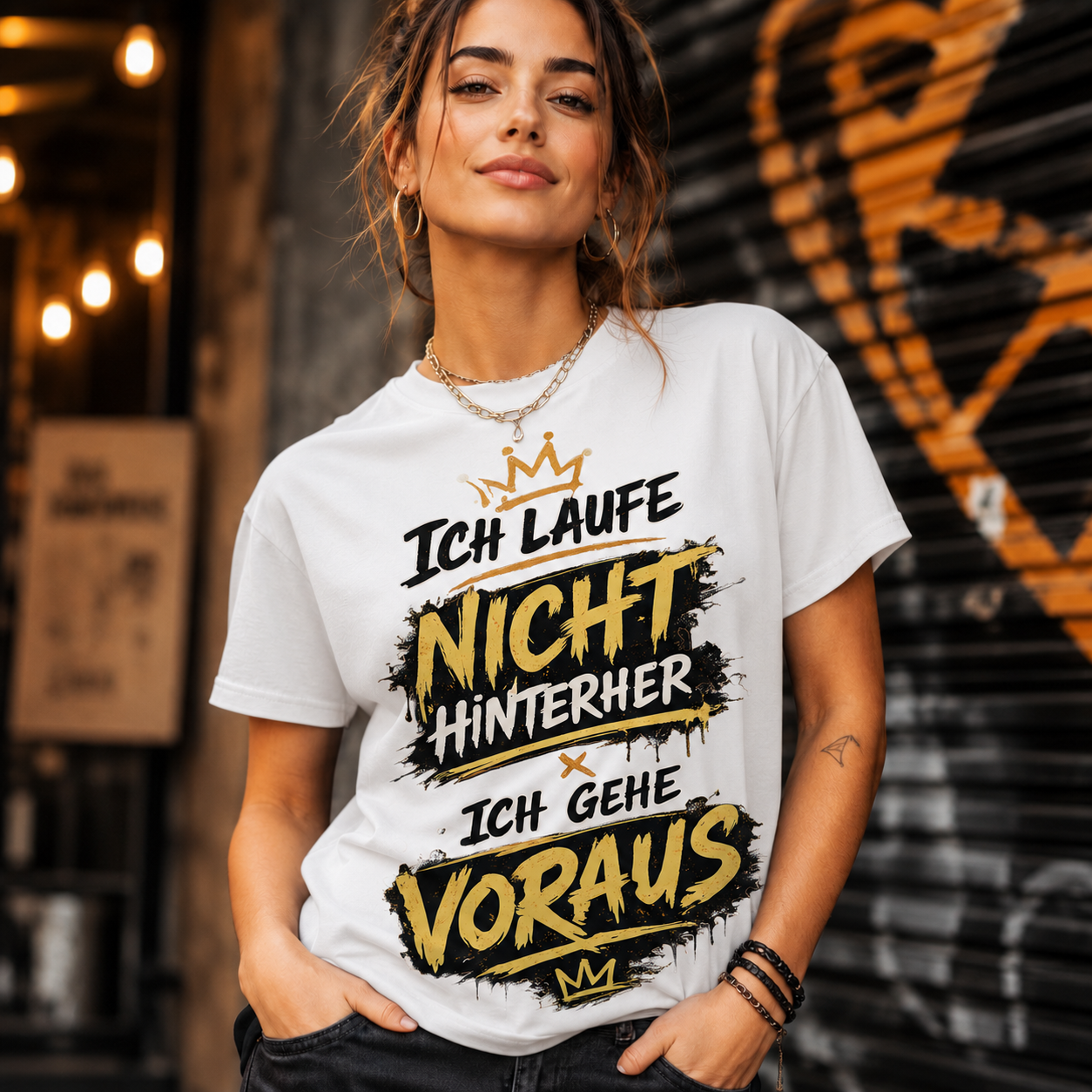 Statement T-Shirt Statement Shirt „Ich laufe nicht hinterher - ich gehe voraus" Unisex