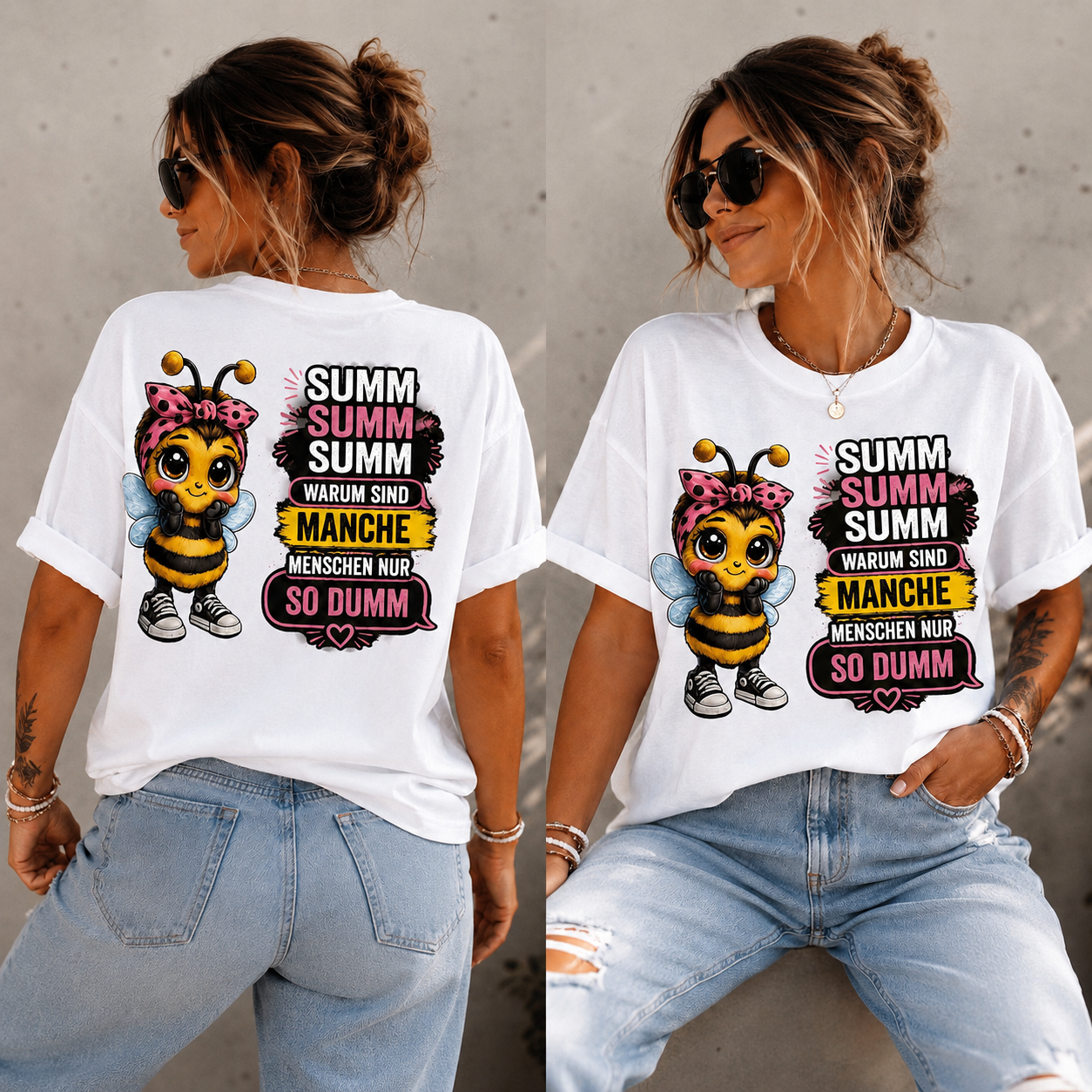 Statement Biene Dumm T-Shirt Shirt Frontprint & Backprint | Unisex