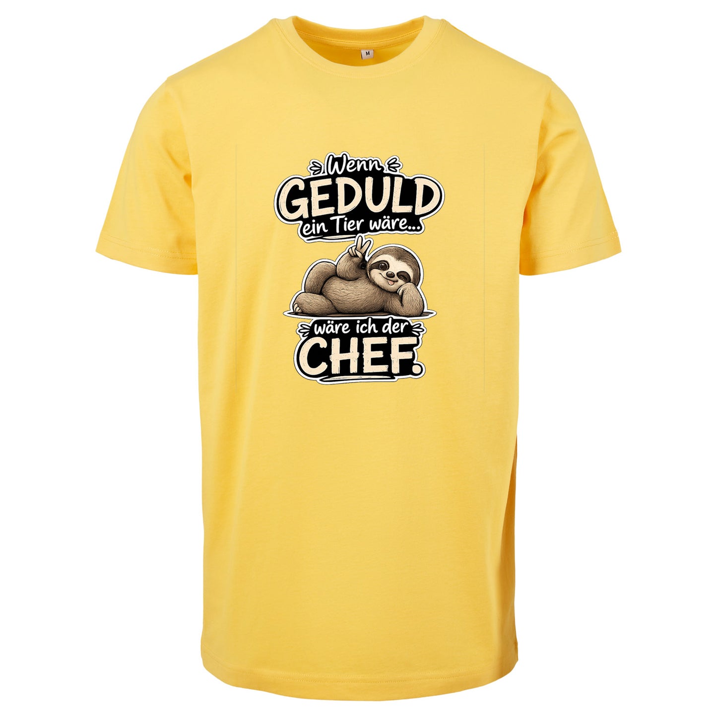 Statement T-Shirt Shirt Geduld Chef Faultier Frontprint & Backprint | Unisex