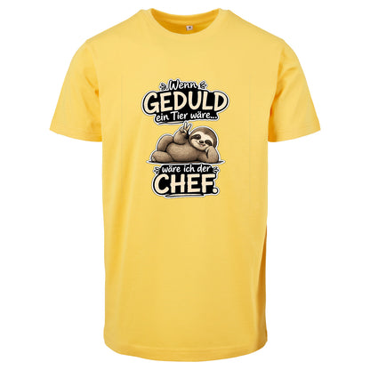 Statement T-Shirt Shirt Geduld Chef Faultier Frontprint & Backprint | Unisex