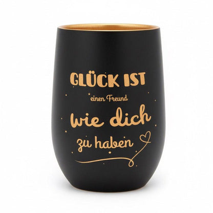 Windlicht Trinkglas - Glück ist...
