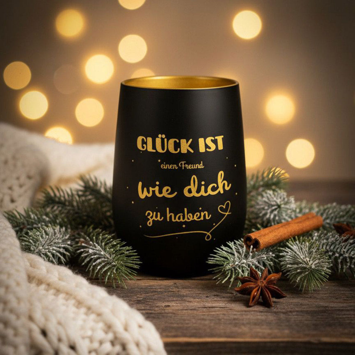 Windlicht Trinkglas - Glück ist...