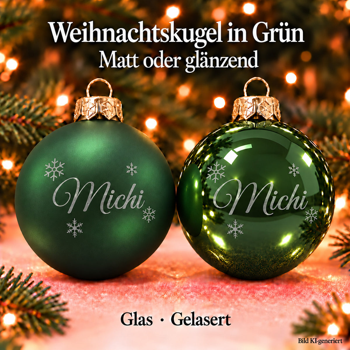 Personalisierte Weihnachtskugel aus Glas mit Wunschtext | Lasergravur