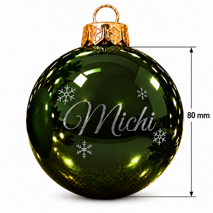 Personalisierte Weihnachtskugel aus Glas mit Wunschtext | Lasergravur