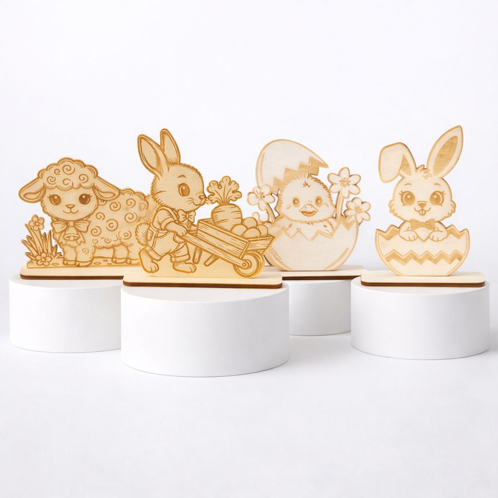 Holz Aufsteller Hase Schaf Ostern Deko gelasert