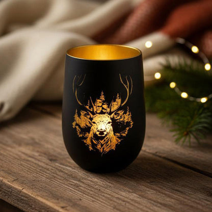 Windlicht Trinkglas - Hirsch Geweih