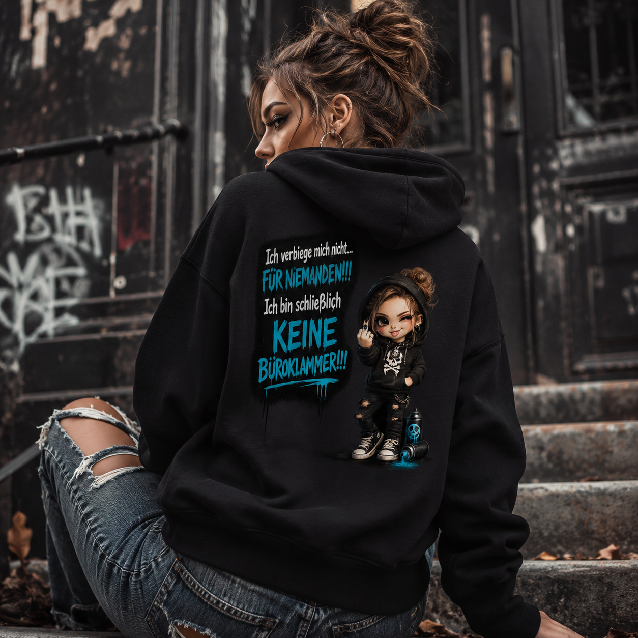 Hoodie Badass Chibi Girl | Frontprint & Backprint | Unisex