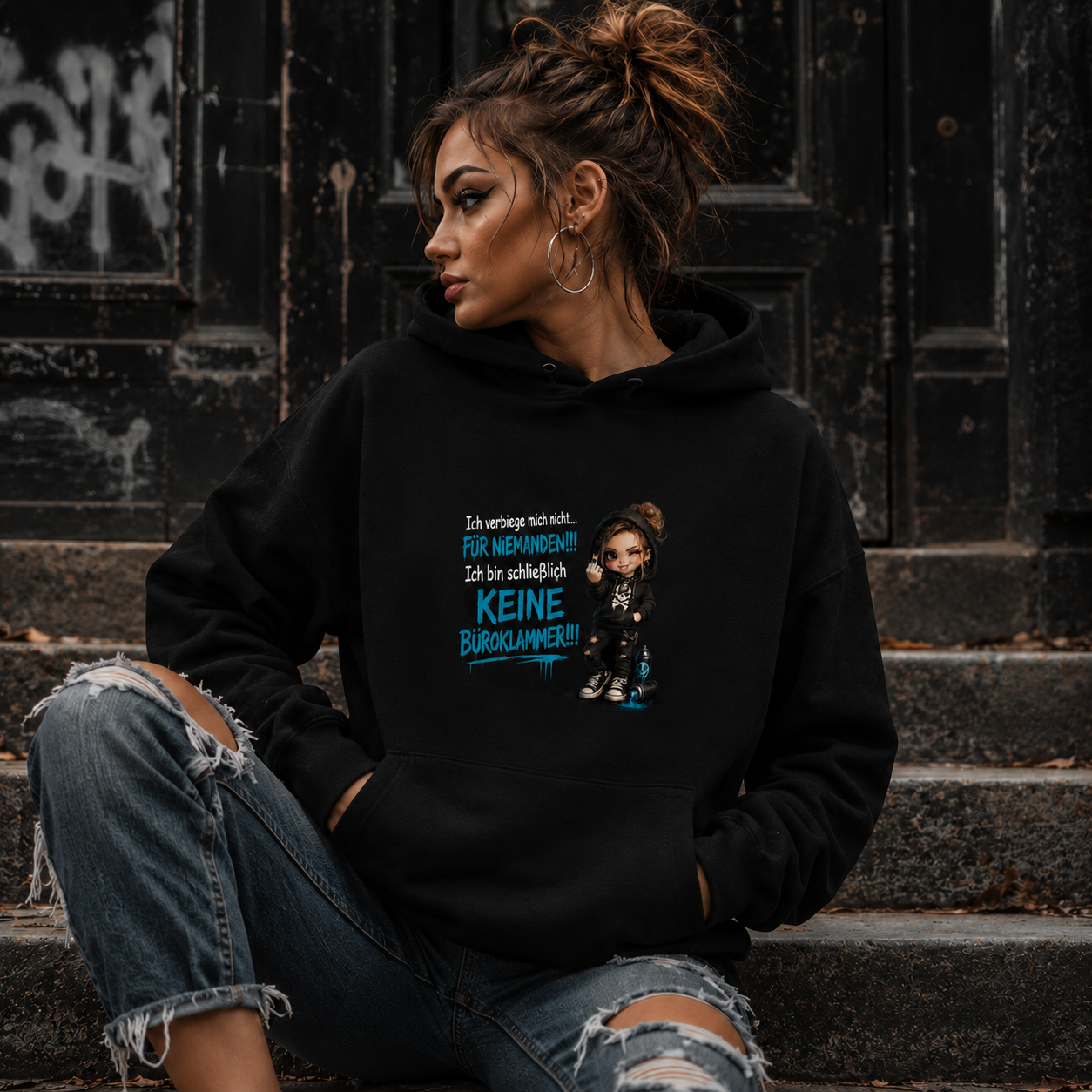 Hoodie Badass Chibi Girl | Frontprint & Backprint | Unisex
