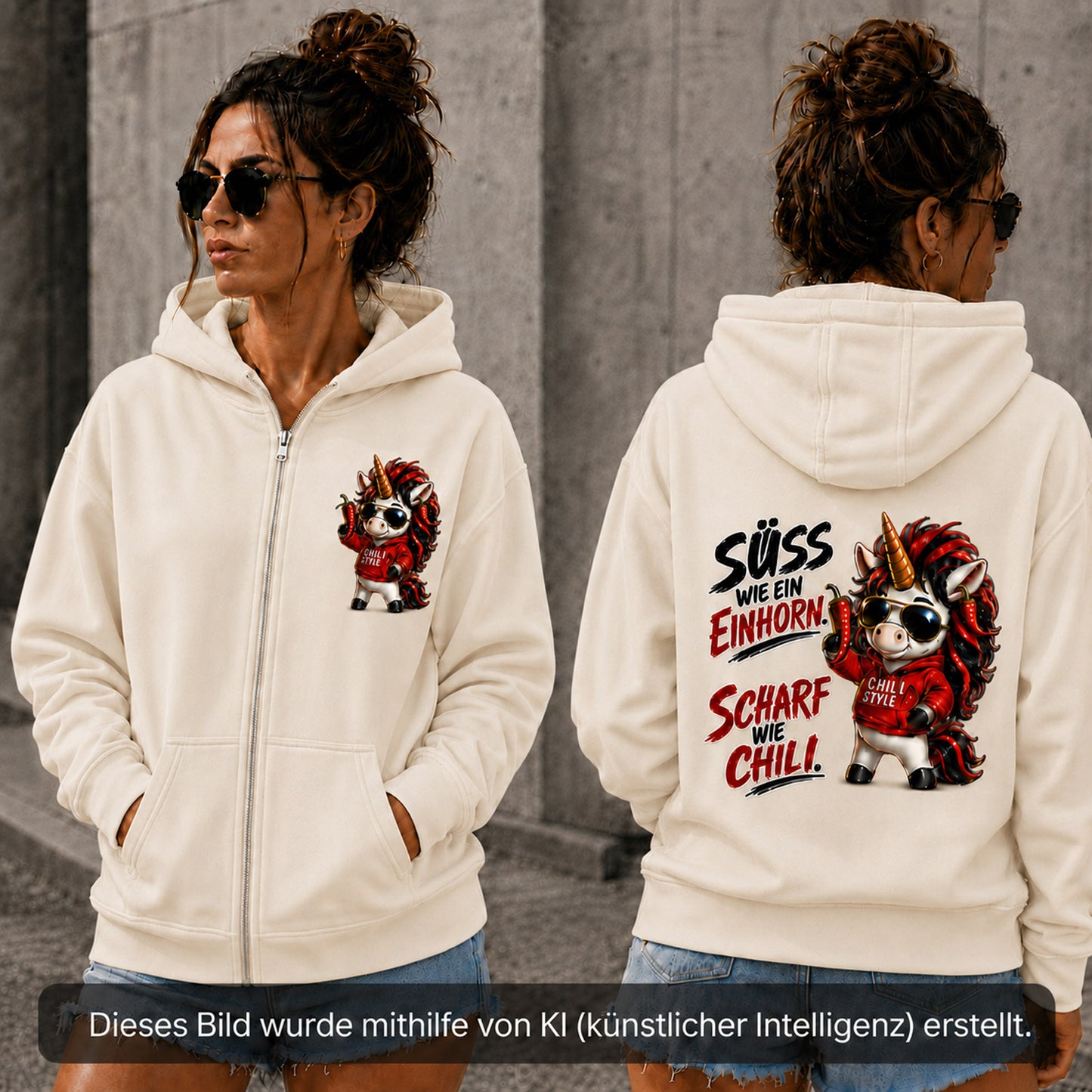 Statement Zip Hoodie Sweet Chili Frontprint & Backprint | Unisex