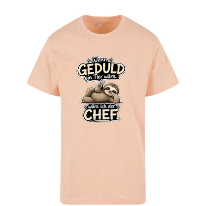 Statement T-Shirt Shirt Geduld Chef Faultier Frontprint & Backprint | Unisex