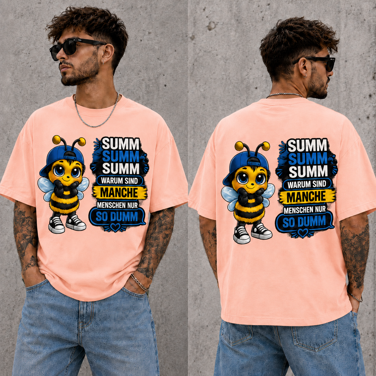 Statement Biene Dumm T-Shirt Shirt Frontprint & Backprint | Unisex