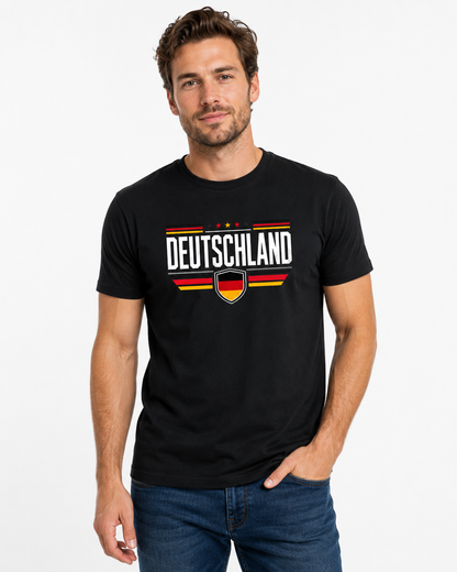 Deutschland T-Shirt Unisex – Fan-Shirt mit Frontprint und Deutschlandfarben